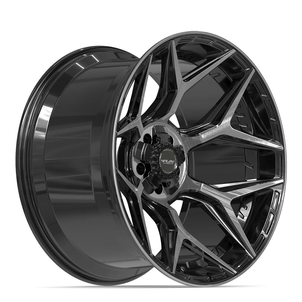 4PLAY 4P06 22x12 5x127 + 5x139.7 -44et Gloss Black Brushed with Tinted Clear Wheel - View 3