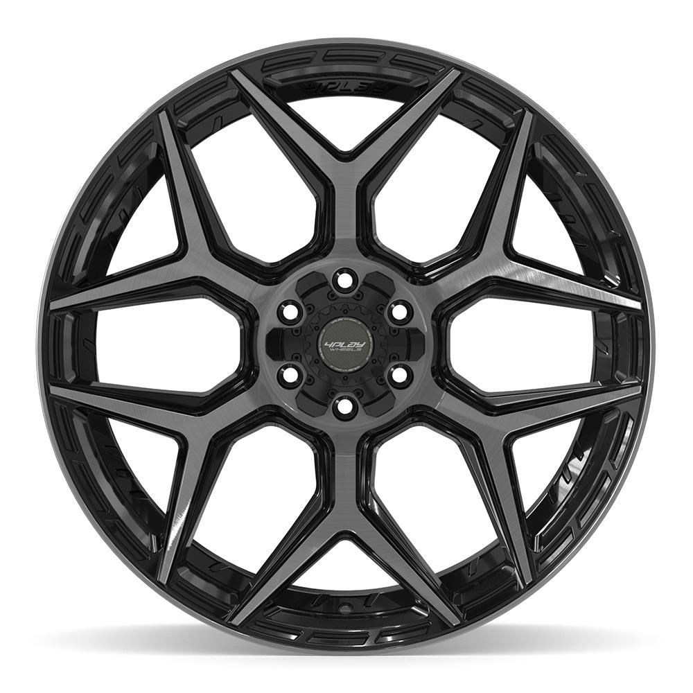 4PLAY 4P06 24x12 6x135 + 6x139.7 -44et Gloss Black Brushed with Tinted Clear Wheel - View 2