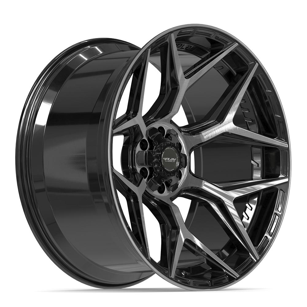 4PLAY 4P06 24x12 6x135 + 6x139.7 -44et Gloss Black Brushed with Tinted Clear Wheel - View 3