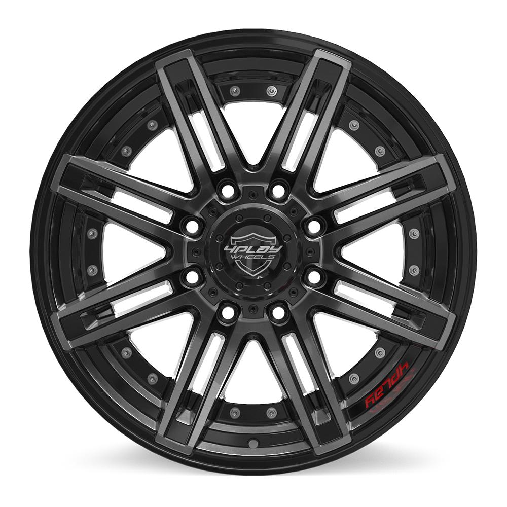 4PLAY 4P08 20x10 8x180 -24et Gloss Black Brushed with Tinted Clear Wheel - View 2