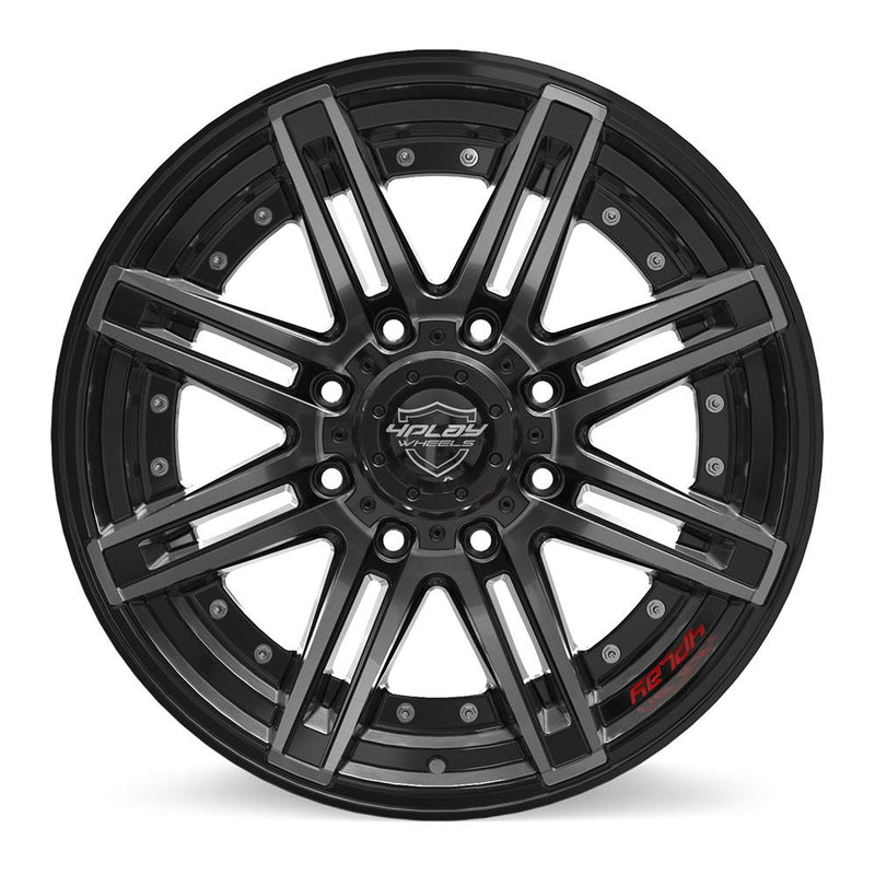 4PLAY 4P08 20x10 8x180 -24et Gloss Black Brushed with Tinted Clear Wheel - View 2