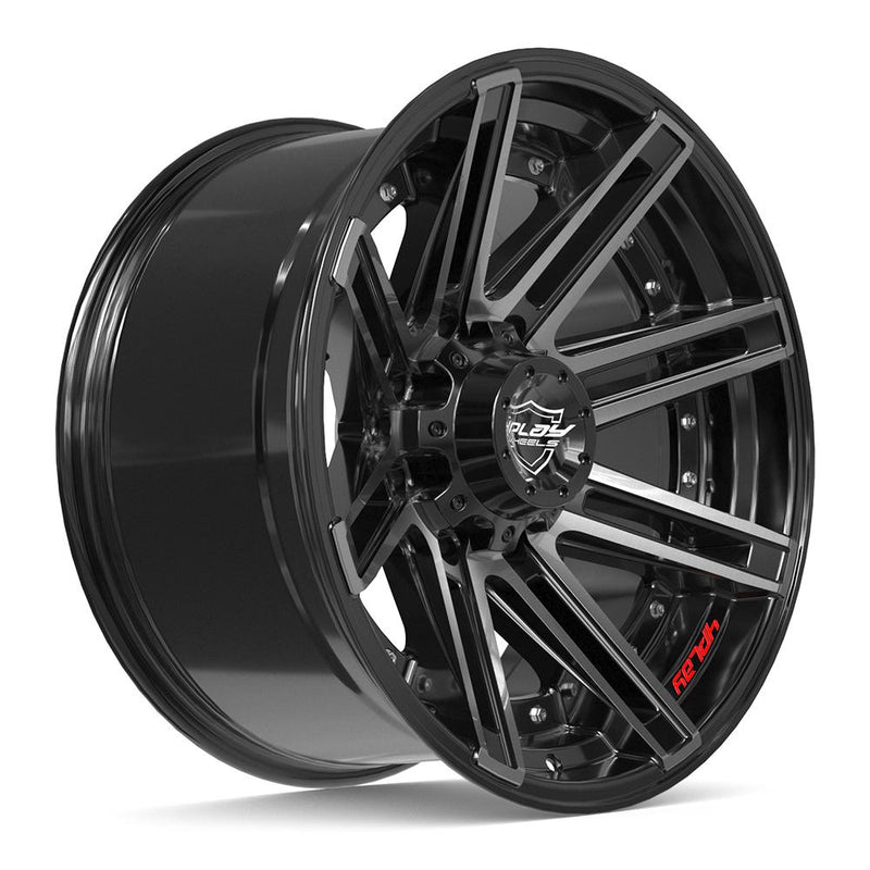 4PLAY 4P08 20x10 8x180 -24et Gloss Black Brushed with Tinted Clear Wheel - View 3