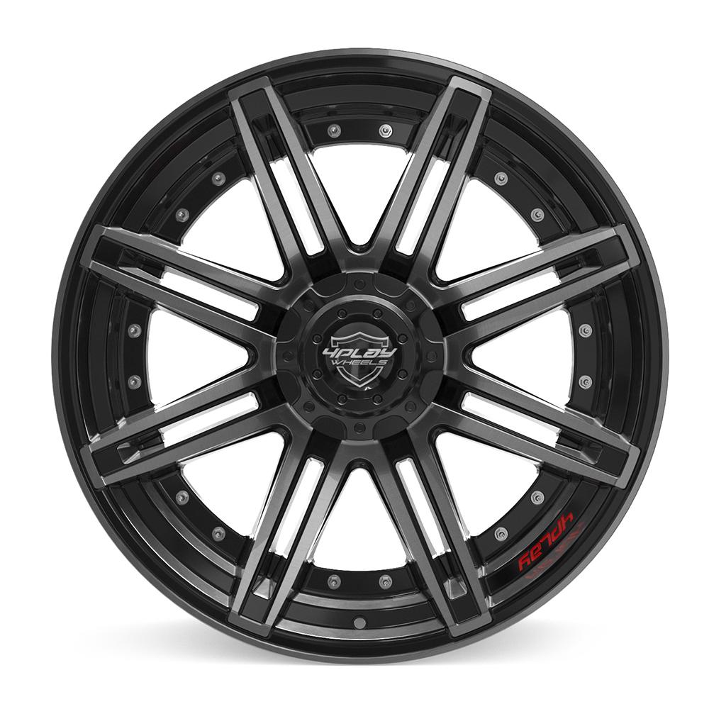 4PLAY 4P08 22x10 6x135 + 6x139.7 -18et Gloss Black Brushed with Tinted Clear Wheel - View 2
