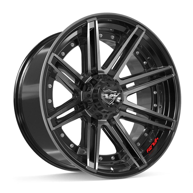 4PLAY 4P08 22x10 6x135 + 6x139.7 -18et Gloss Black Brushed with Tinted Clear Wheel