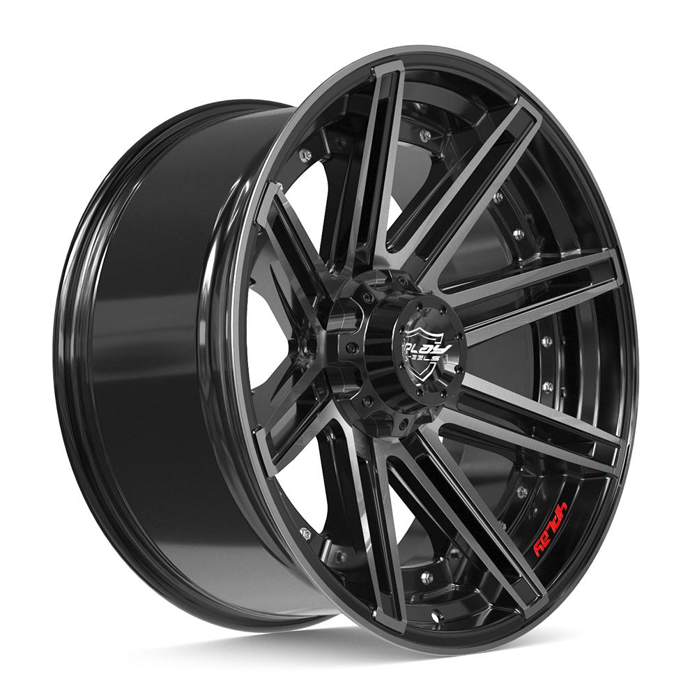 4PLAY 4P08 22x10 6x135 + 6x139.7 -18et Gloss Black Brushed with Tinted Clear Wheel - View 3