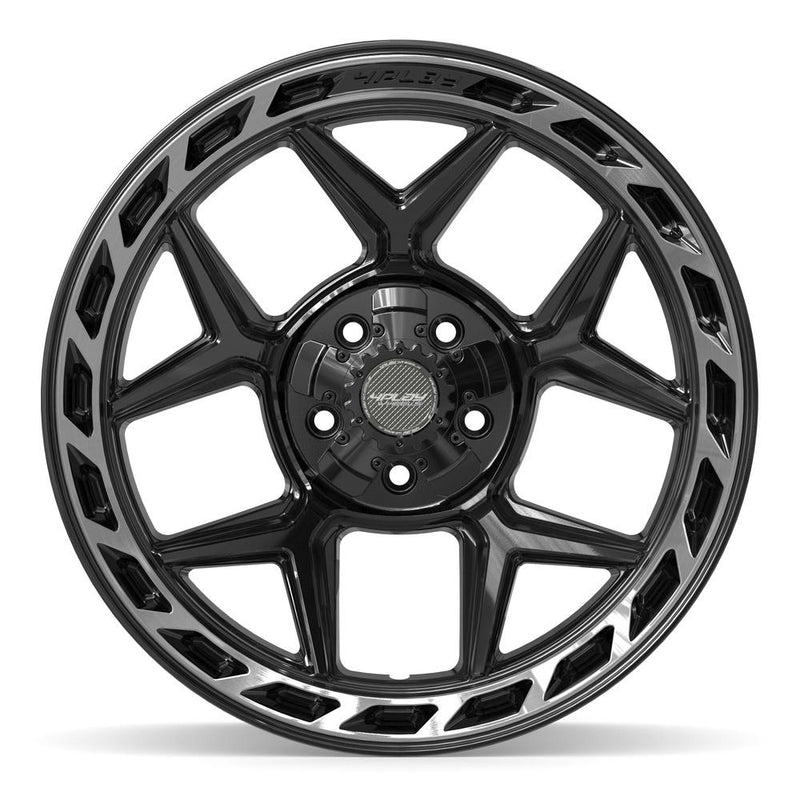 4PLAY 4P55 20x10 5x127 + 5x139.7 -18et Gloss Black Brushed with Tinted Clear Wheel - View 2