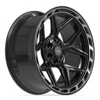 4PLAY 4P55 22x10 6x135 + 6x139.7 -18et Gloss Black Brushed with Tinted Clear Wheel - View 3