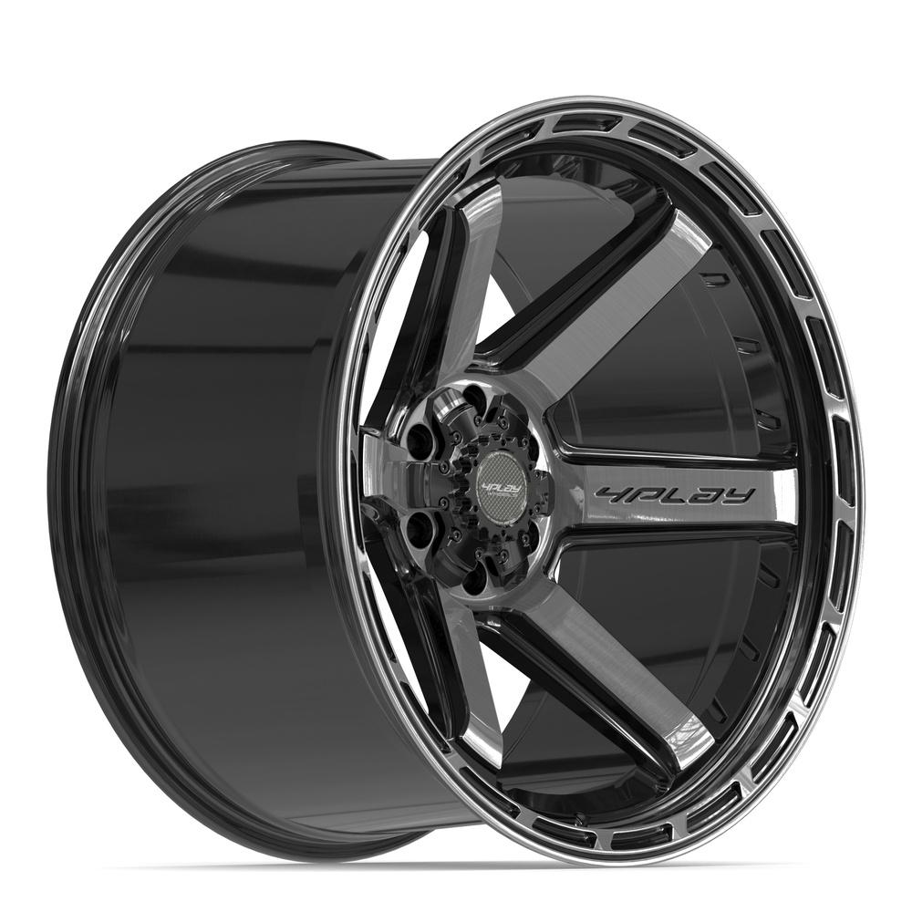4PLAY 4P63 22x12 6x135 + 6x139.7 -44et Gloss Black Brushed with Tinted Clear Wheel - View 3