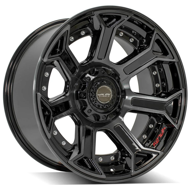 22x10 4PLAY Wheel for Ram-Dodge-Jeep-GM-Ford 4P70 Brushed Black Rim