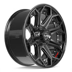 4PLAY 4P80R 20x9 5x127 + 5x139.7 0et Gloss Black Brushed with Tinted Clear Wheel - View 3