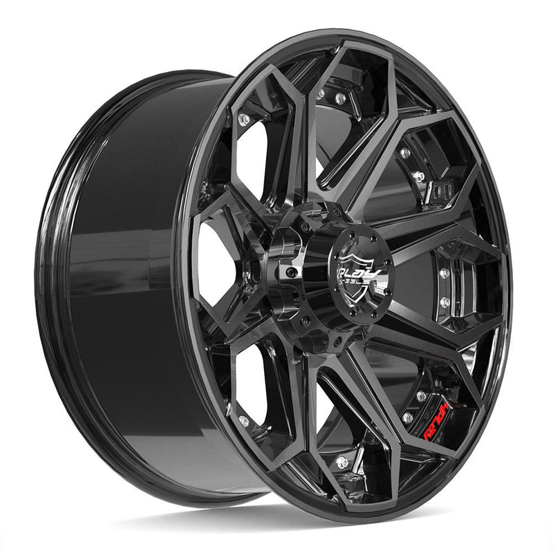 4PLAY 4P80R 20x9 5x127 + 5x139.7 0et Gloss Black Brushed with Tinted Clear Wheel - View 3