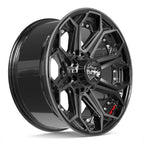 4PLAY 4P80R 20x9 8x180 0et Gloss Black Brushed with Tinted Clear Wheel - View 3