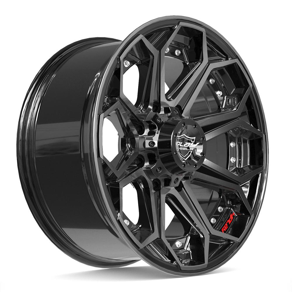 4PLAY 4P80R 20x9 8x180 0et Gloss Black Brushed with Tinted Clear Wheel - View 3