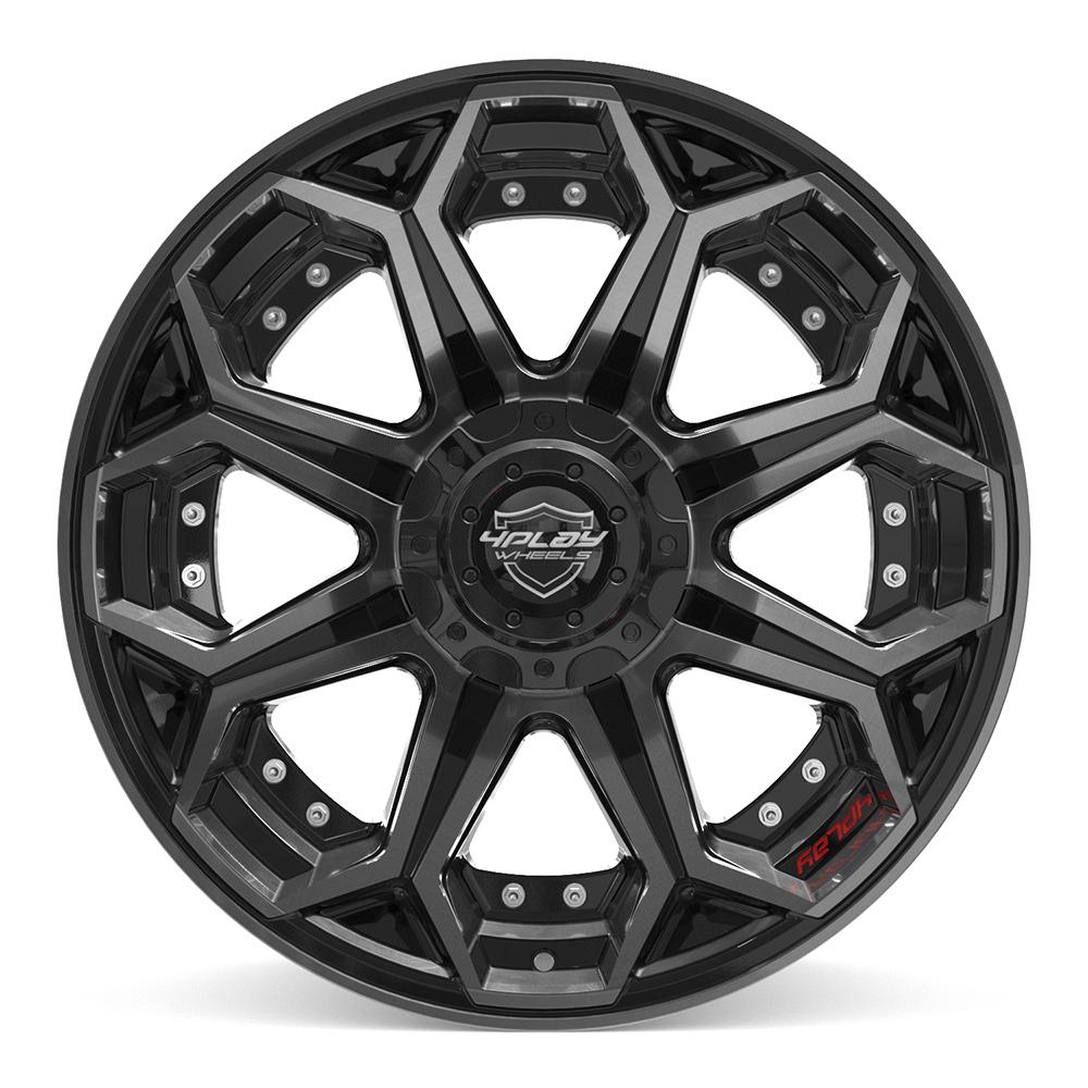 4PLAY 4P80R 20x10 5x127 + 5x139.7 -24et Gloss Black Brushed with Tinted Clear Wheel - View 2