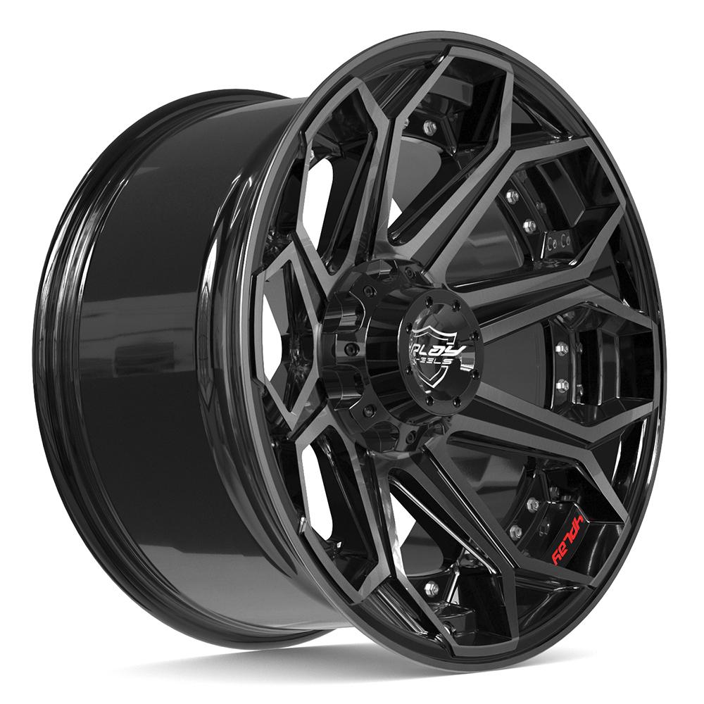 4PLAY 4P80R 20x10 5x127 + 5x139.7 -24et Gloss Black Brushed with Tinted Clear Wheel - View 3