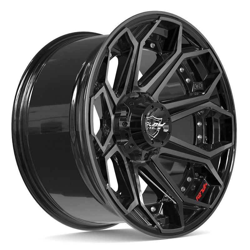 4PLAY 4P80R 20x10 5x127 + 5x139.7 -24et Gloss Black Brushed with Tinted Clear Wheel - View 3