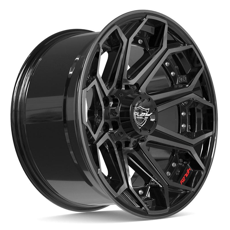 4PLAY 4P80R 20x10 8x165.1 -24et Gloss Black Brushed with Tinted Clear Wheel - View 3