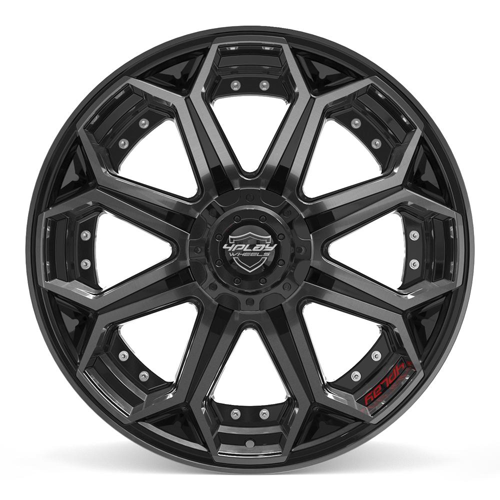 4PLAY 4P80R 22x10 6x135 + 6x139.7 -18et Gloss Black Brushed with Tinted Clear Wheel - View 2