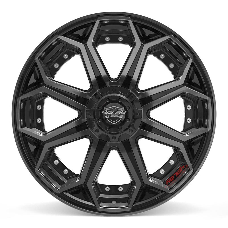 4PLAY 4P80R 22x10 6x135 + 6x139.7 -18et Gloss Black Brushed with Tinted Clear Wheel - View 2