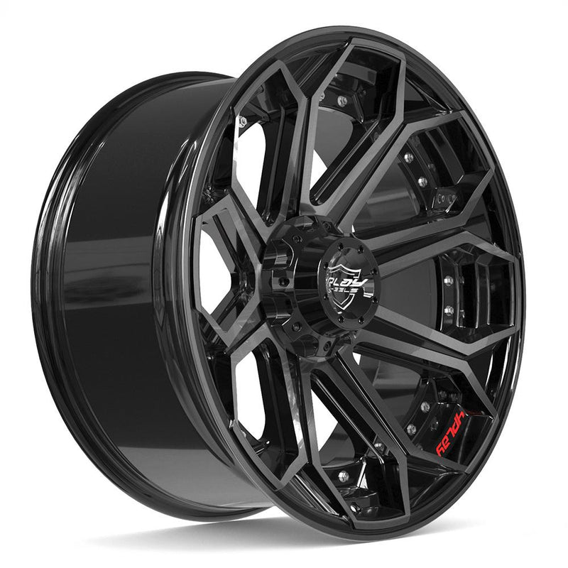4PLAY 4P80R 22x10 6x135 + 6x139.7 -18et Gloss Black Brushed with Tinted Clear Wheel - View 3