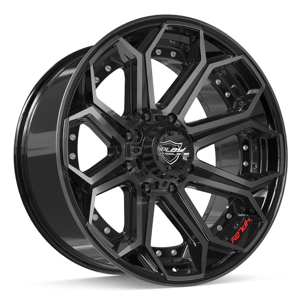 4PLAY 4P80R 22x10 8x165.1 -24et Gloss Black Brushed with Tinted Clear Wheel