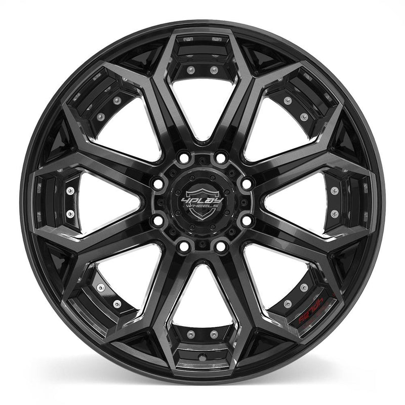 4PLAY 4P80R 22x12 8x165.1 -44et Gloss Black Brushed with Tinted Clear Wheel - View 2