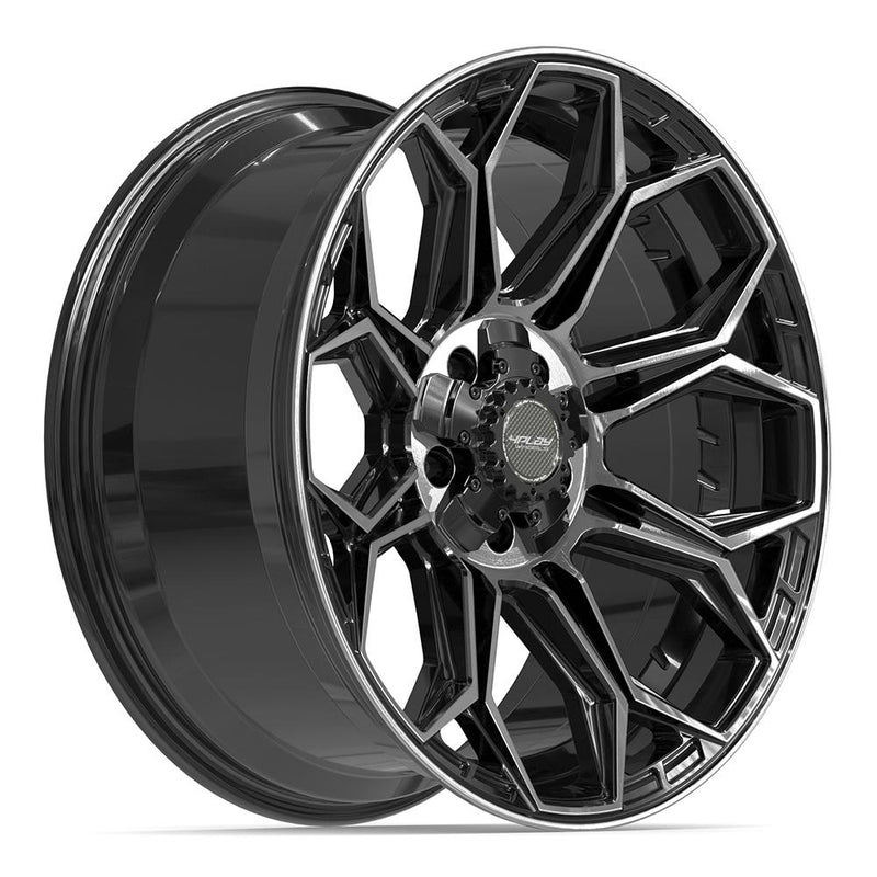4PLAY 4P83 20x9 5x127 + 5x139.7 0et Gloss Black Brushed with Tinted Clear Wheel - View 3