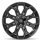4PLAY 4P83 22x10 5x127 + 5x139.7 -18et Gloss Black Brushed with Tinted Clear Wheel - View 2