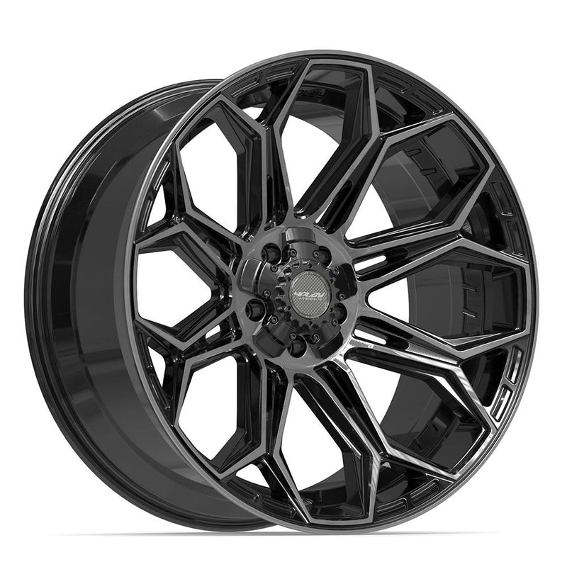 4PLAY 4P83 22x10 5x127 + 5x139.7 -18et Gloss Black Brushed with Tinted Clear Wheel