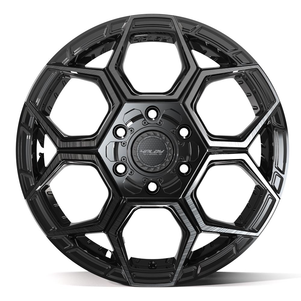 4PLAY 4PS26 18x9 6x135 + 6x139.7 18et Gloss Black Brushed with Tinted Clear Wheel - View 2