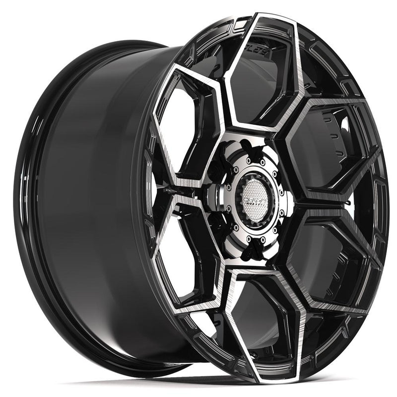4PLAY 4PS26 18x9 6x135 + 6x139.7 18et Gloss Black Brushed with Tinted Clear Wheel - View 3
