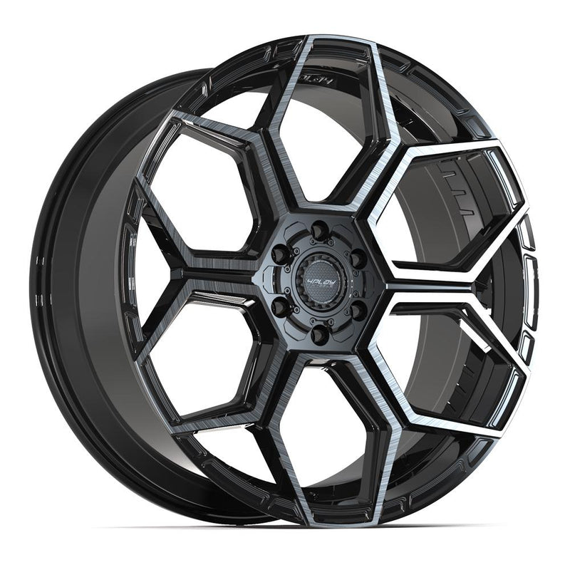 4PLAY 4PS26 24x10 6x135 + 6x139.7 24et Gloss Black Brushed with Tinted Clear Wheel
