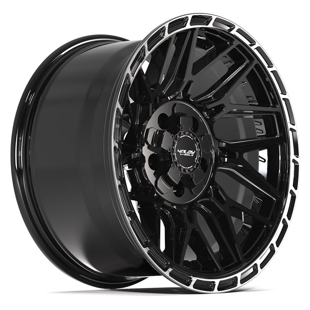 4PLAY 4PS28 17x9 5x127 + 5x139.7 -6et Gloss Black Brushed with Tinted Clear Wheel - View 3
