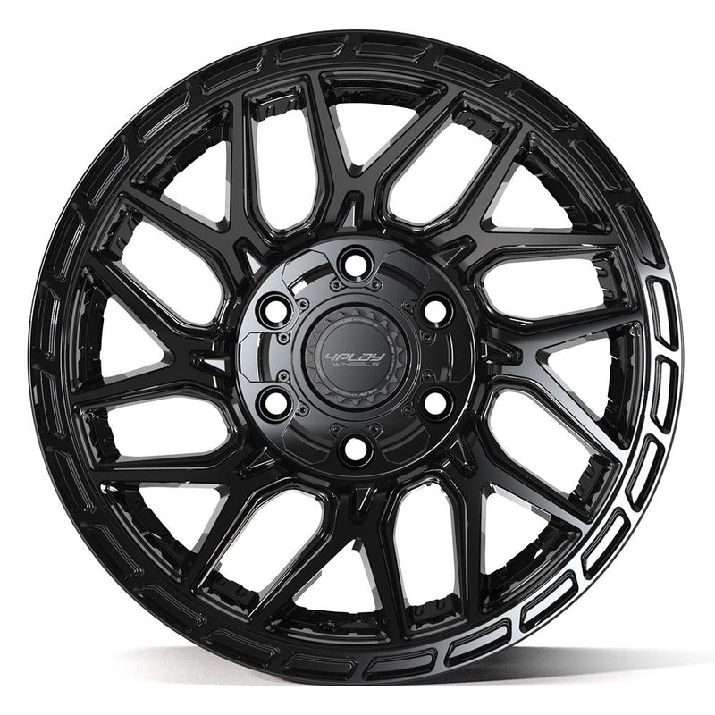 4PLAY 4PS28 17x9 6x135 + 6x139.7 18et Gloss Black Brushed with Tinted Clear Wheel - View 2