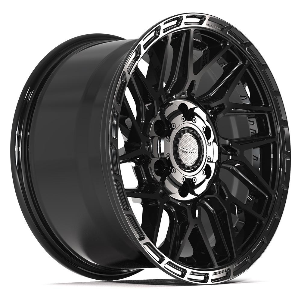 4PLAY 4PS28 17x9 6x135 + 6x139.7 18et Gloss Black Brushed with Tinted Clear Wheel - View 3