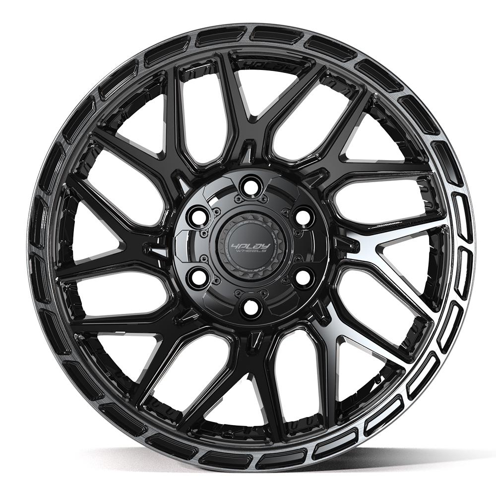 4PLAY 4PS28 18x9 6x135 + 6x139.7 18et Gloss Black Brushed with Tinted Clear Wheel - View 2