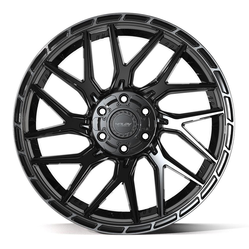 4PLAY 4PS28 22x10 6x135 + 6x139.7 0et Gloss Black Brushed with Tinted Clear Wheel - View 2