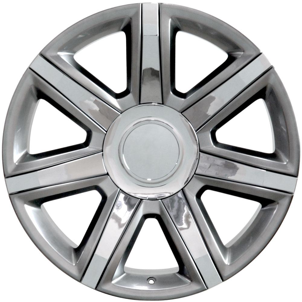 OE Wheels CA87 22x9 6x139.7 31et Gloss Hyper Silver with Chrome Insert Wheel - View 3