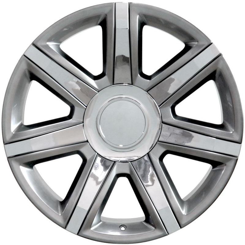 OE Wheels CA87 22x9 6x139.7 31et Gloss Hyper Silver with Chrome Insert Wheel - View 3