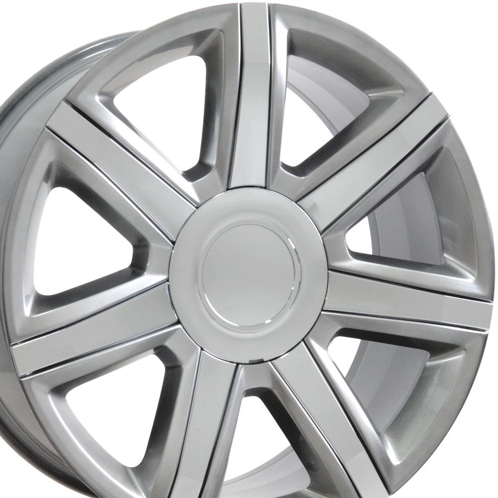 OE Wheels CA87 22x9 6x139.7 31et Gloss Hyper Silver with Chrome Insert Wheel