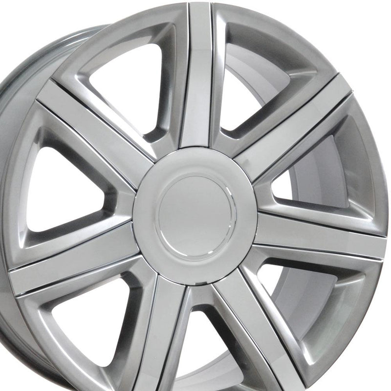 OE Wheels CA87 22x9 6x139.7 31et Gloss Hyper Silver with Chrome Insert Wheel