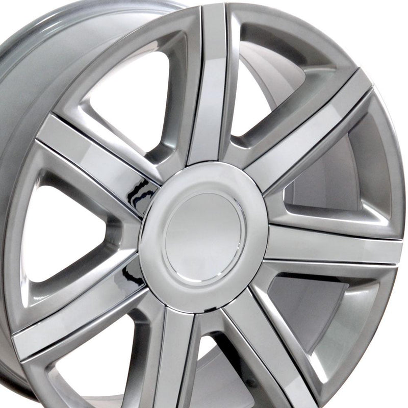 OE Wheels CA87 22x9 6x139.7 31et Gloss Hyper Silver with Chrome Insert Wheel - View 2