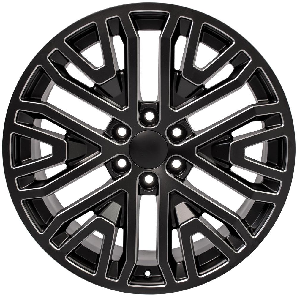 OE Wheels CV37 22x9 6x139.7 28et Satin Black with Milled Edge Wheel - View 2