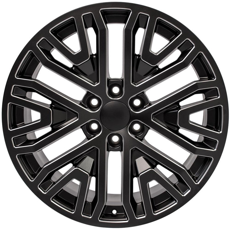 OE Wheels CV37 22x9 6x139.7 28et Satin Black with Milled Edge Wheel - View 2