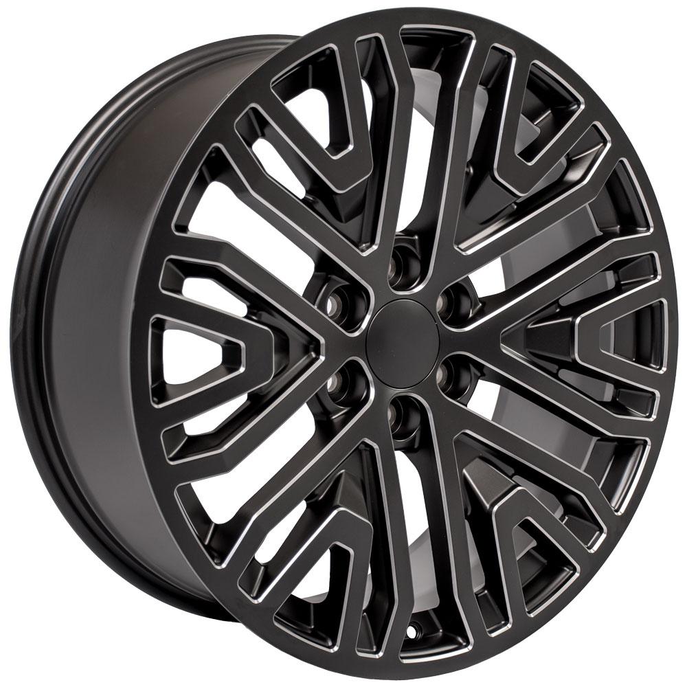 OE Wheels CV37 22x9 6x139.7 28et Satin Black with Milled Edge Wheel - View 3