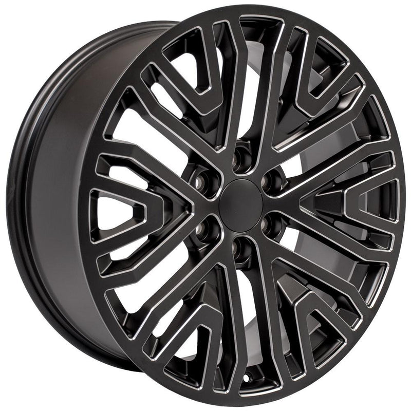 OE Wheels CV37 22x9 6x139.7 28et Satin Black with Milled Edge Wheel - View 3