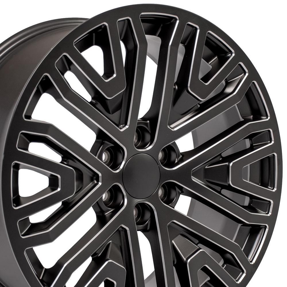 OE Wheels CV37 22x9 6x139.7 28et Satin Black with Milled Edge Wheel