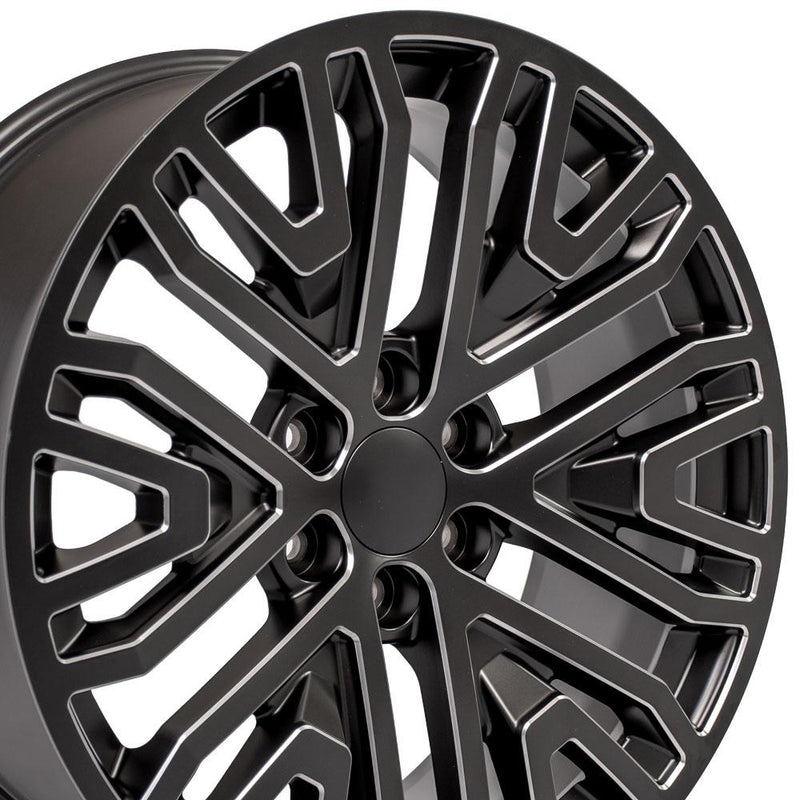 OE Wheels CV37 22x9 6x139.7 28et Satin Black with Milled Edge Wheel