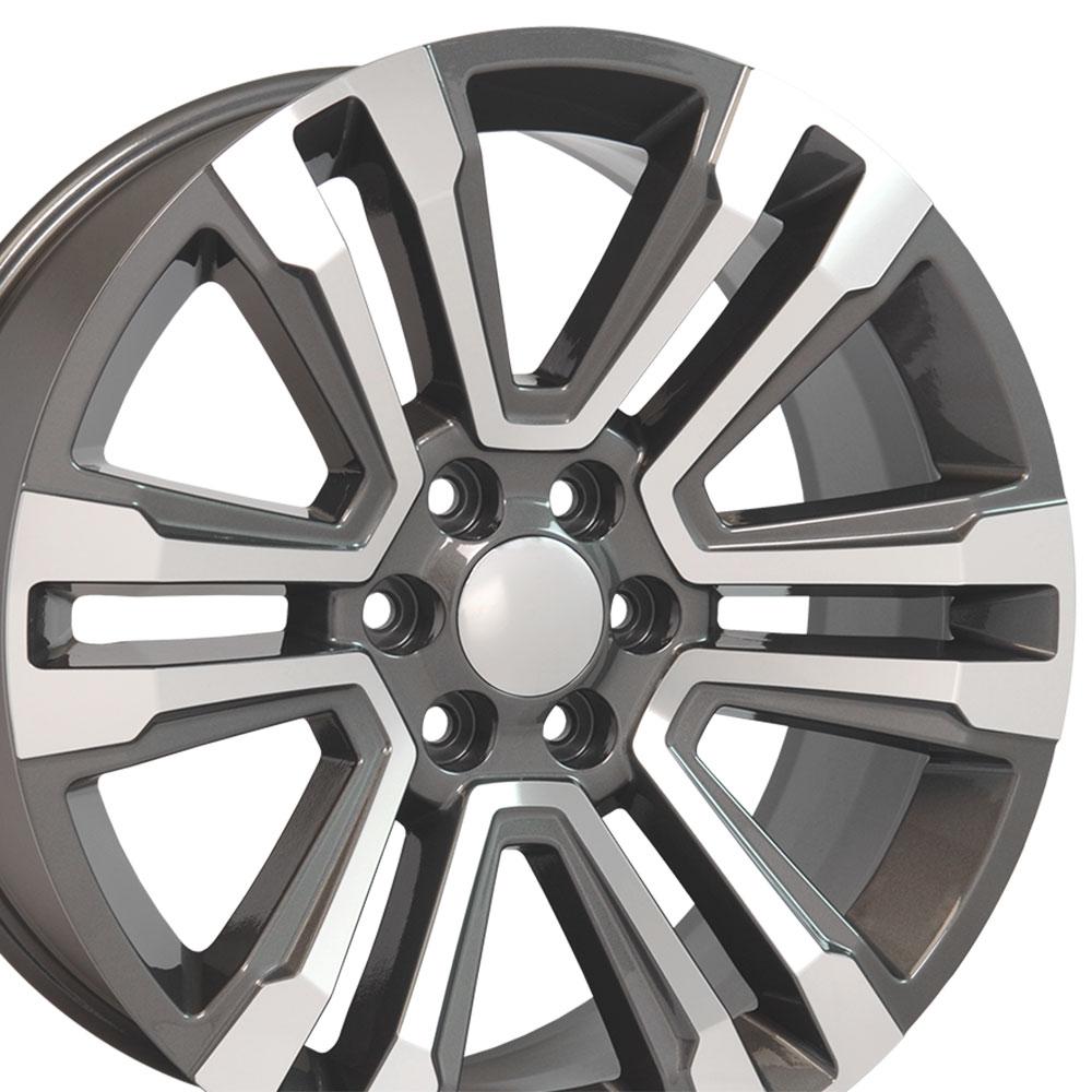 OE Wheels CV44 22x9 6x139.7 24et Gloss Gunmetal Machined Wheel