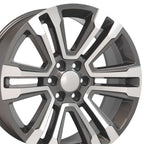 OE Wheels CV44 22x9 6x139.7 24et Gloss Gunmetal Machined Wheel